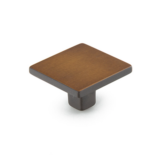 Distressed Bronze Drawer Pulls "Armand" Square Knobs and Curved Handles - Euro • Knobs