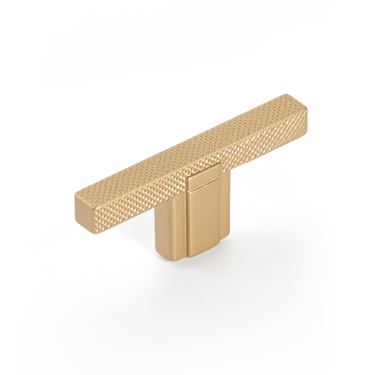T-Bar Knurled "Georgia No.1” Satin Gold Drawer Pulls and Knobs - Euro • Knobs