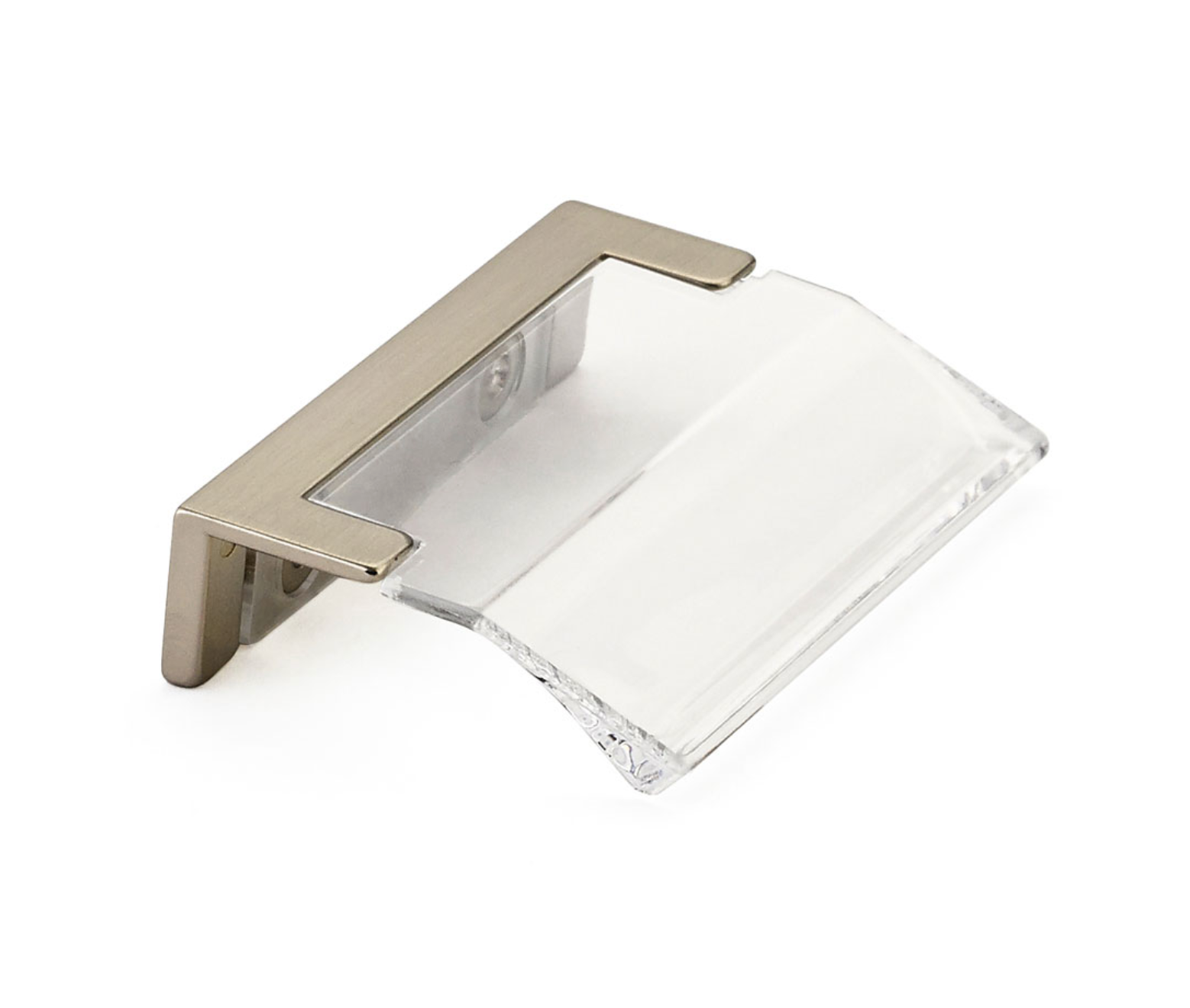 Satin Nickel "Ponce" Clear Glass Edge Drawer Pull - Euro • Knobs