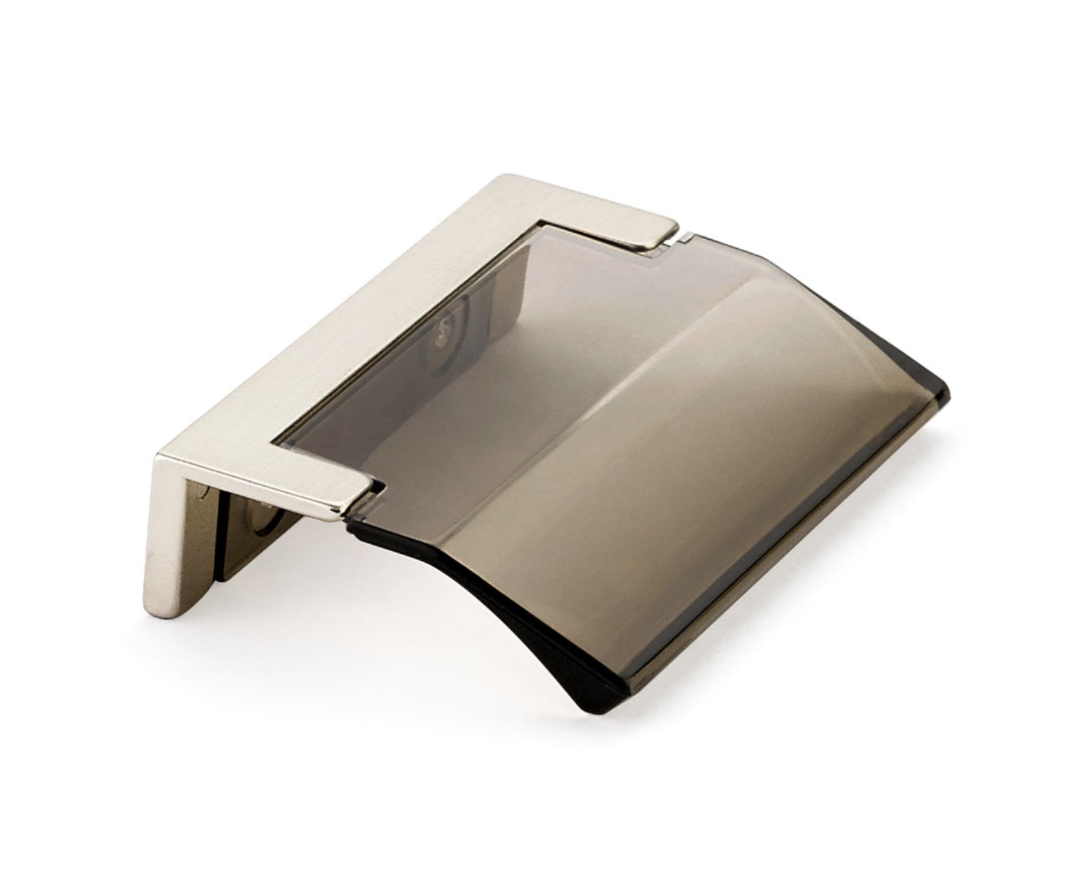 Satin Nickel "Ponce" Smoked Glass Edge Drawer Pull - Euro • Knobs