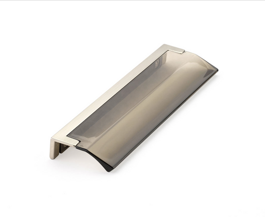 Satin Nickel "Ponce" Smoked Glass Edge Drawer Pull - Euro • Knobs
