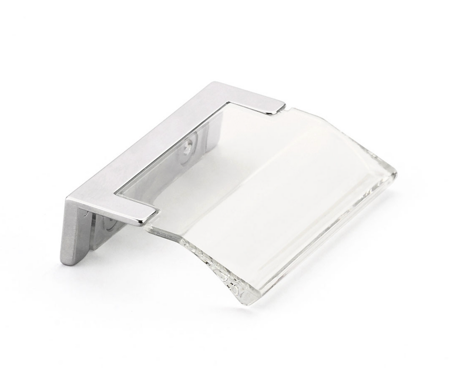 Polished Chrome "Ponce" Clear Glass Edge Drawer Pull - Euro • Knobs