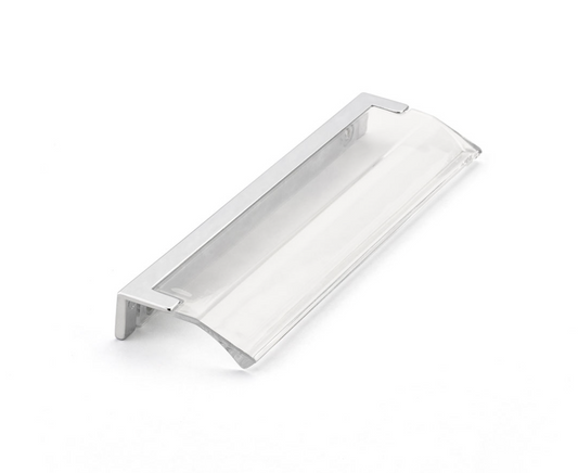 Polished Chrome "Ponce" Clear Glass Edge Drawer Pull - Euro • Knobs