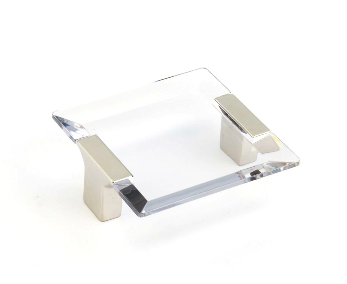 Satin Nickel "Ponce" Clear Glass Cabinet Knob and Drawer Pulls - Euro • Knobs