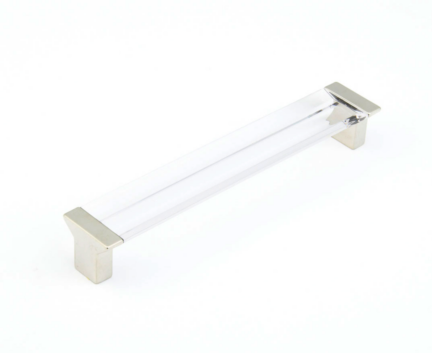 Satin Nickel "Ponce" Clear Glass Cabinet Knob and Drawer Pulls - Euro • Knobs