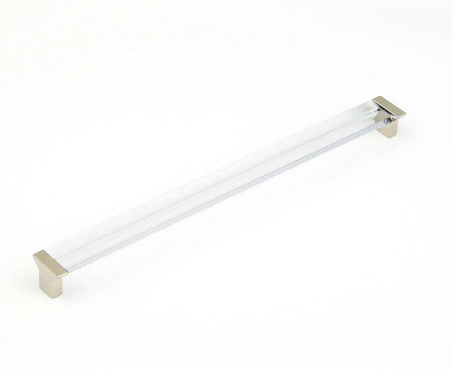 Satin Nickel "Ponce" Clear Glass Cabinet Knob and Drawer Pulls - Euro • Knobs