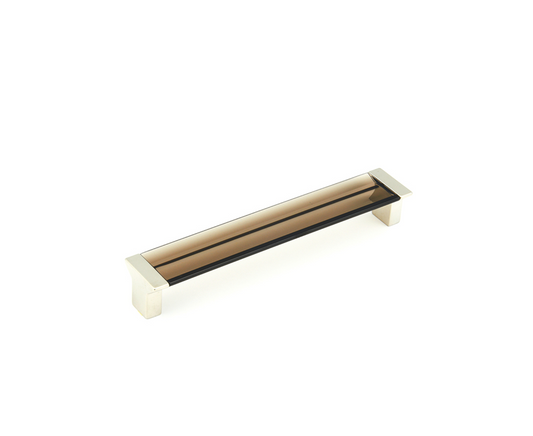 Satin Nickel "Ponce" Smoked Glass Cabinet Knob and Drawer Pulls - Euro • Knobs