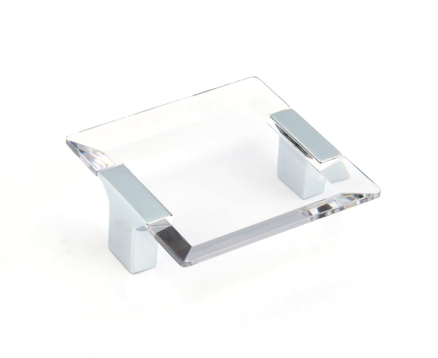 Polished Chrome "Ponce" Clear Glass Cabinet Knob and Drawer Pulls - Euro • Knobs