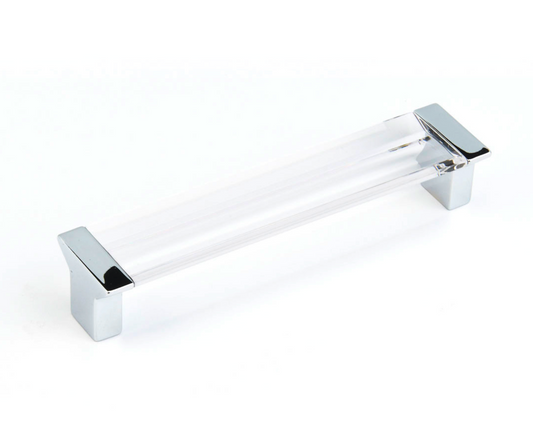 Polished Chrome "Ponce" Clear Glass Cabinet Knob and Drawer Pulls - Euro • Knobs