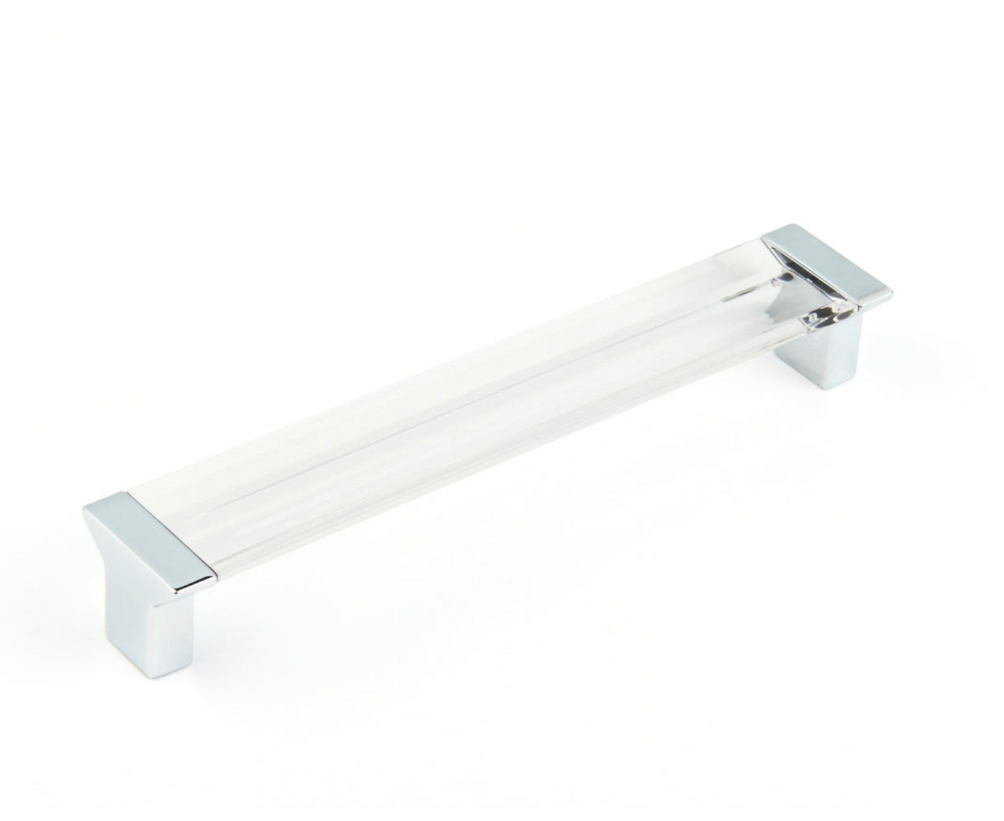 Polished Chrome "Ponce" Clear Glass Cabinet Knob and Drawer Pulls - Euro • Knobs