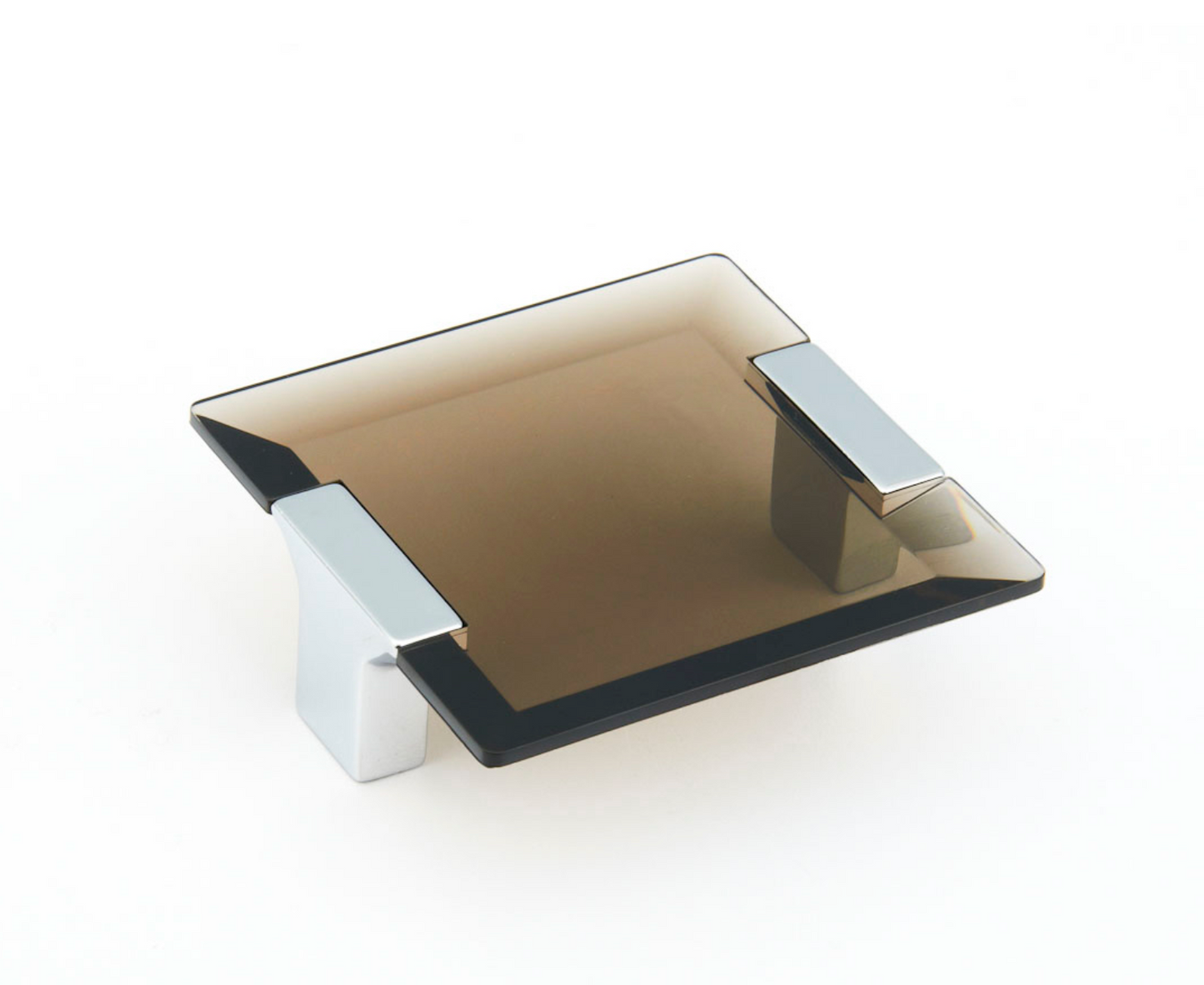 Polished Chrome "Ponce" Smoked Glass Cabinet Knob and Drawer Pulls - Euro • Knobs
