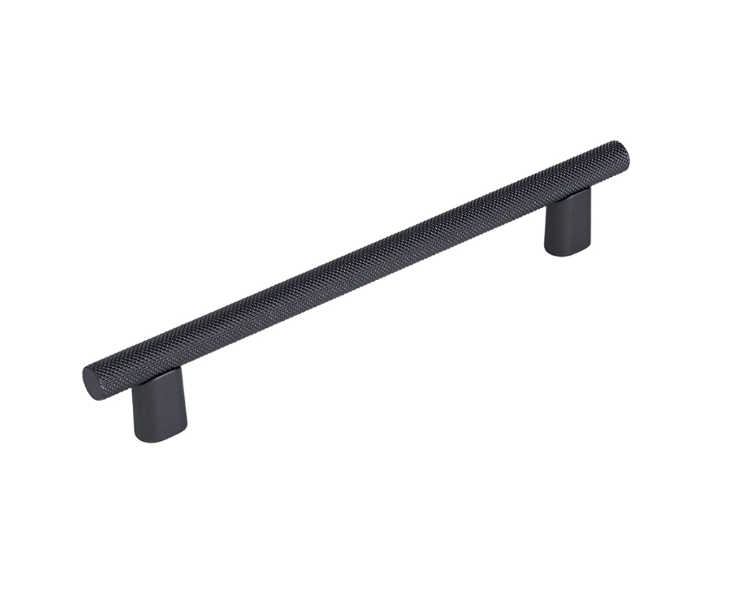 Knurled "Karl" Matte Black Cabinet Knobs and Drawer Pulls - Euro • Knobs