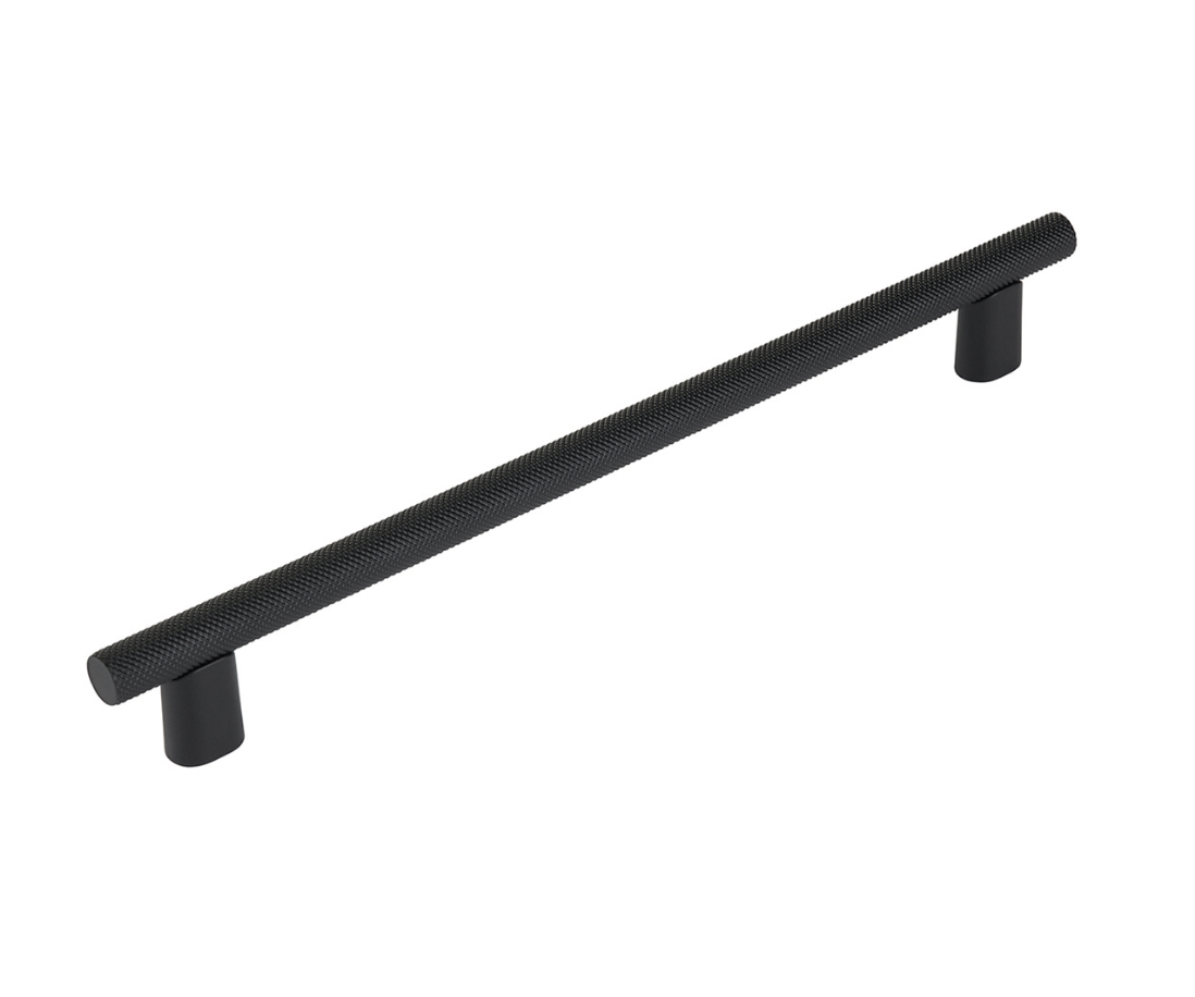 Knurled "Karl" Matte Black Cabinet Knobs and Drawer Pulls - Euro • Knobs