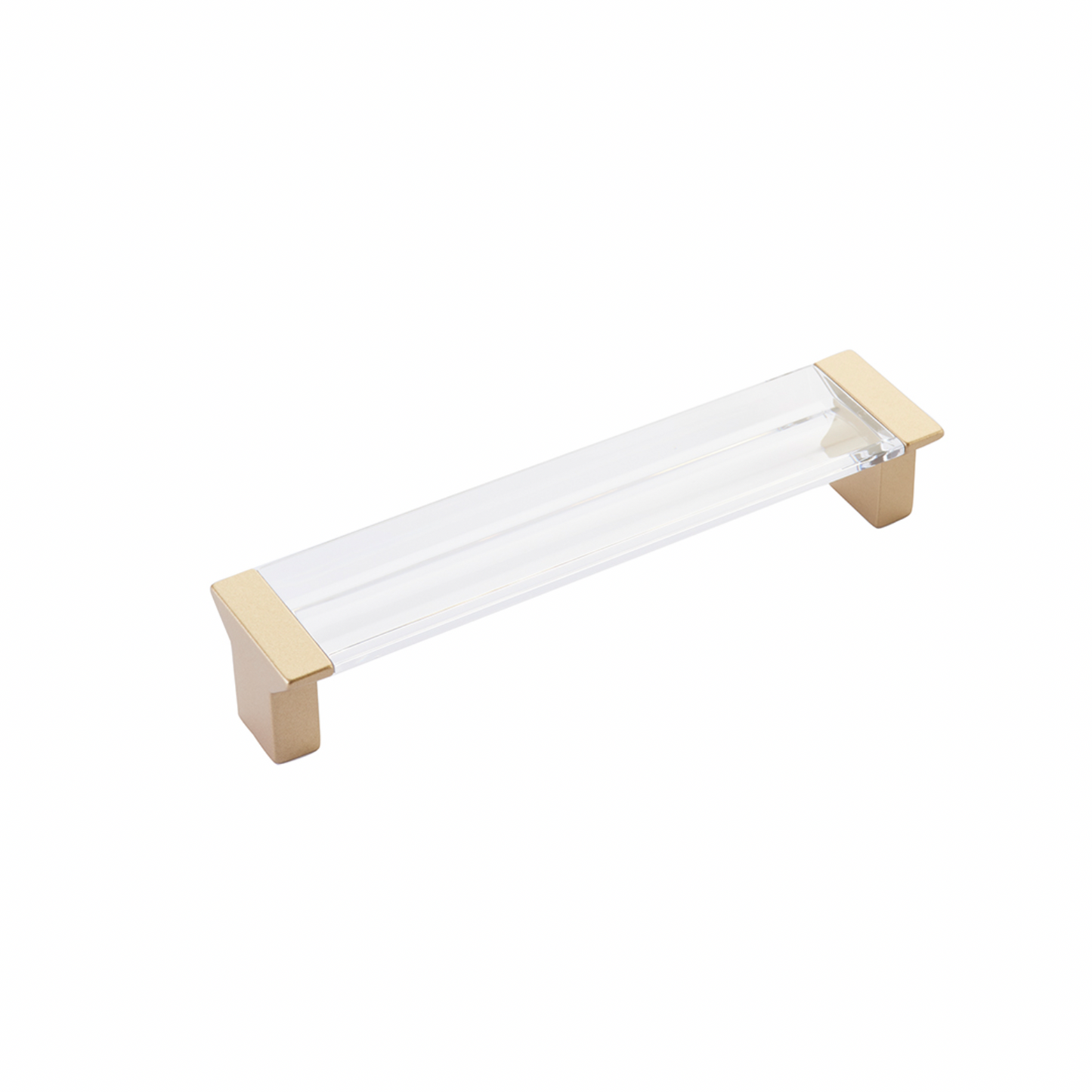 Satin Brass "Ponce" Clear Glass Cabinet Knob and Drawer Pulls - Euro • Knobs