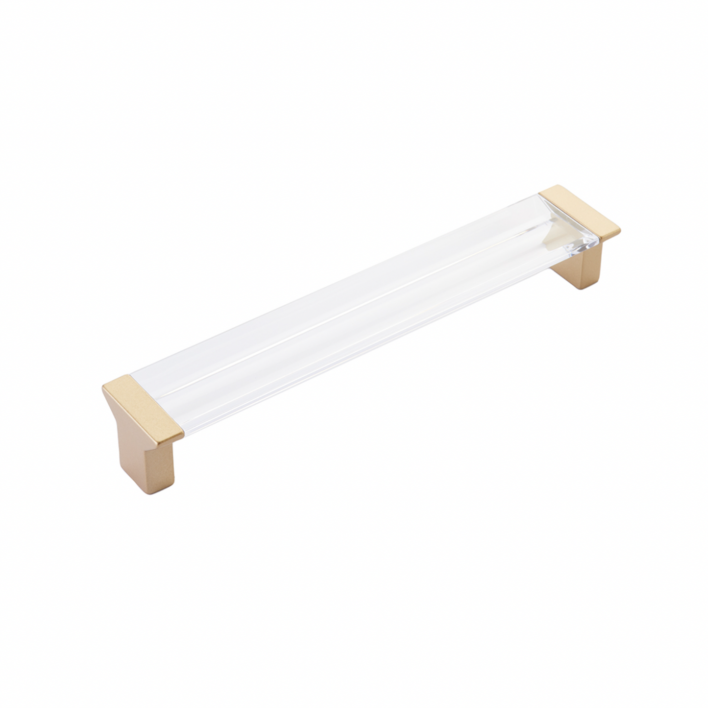 Satin Brass "Ponce" Clear Glass Cabinet Knob and Drawer Pulls - Euro • Knobs