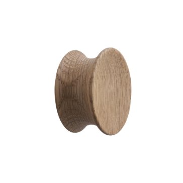 Round Wood "Pulley" Lacquered Oak Cabinet Knob - Euro • Knobs