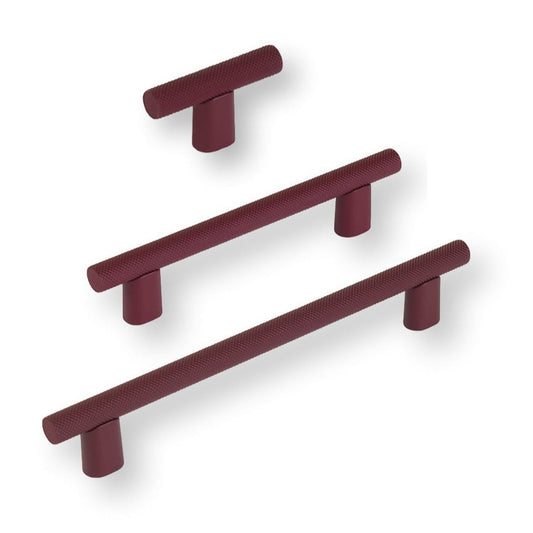 Knurled "Karl" Crimson Cabinet Knobs and Drawer Pulls - Euro • Knobs
