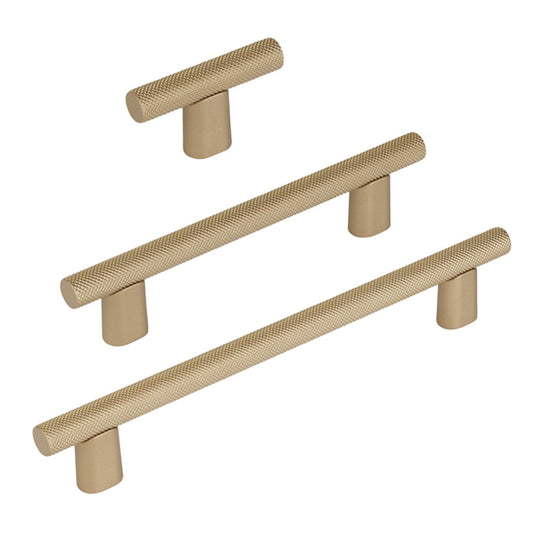Knurled "Karl" Champagne Bronze Cabinet Knobs and Drawer Pulls - Euro • Knobs