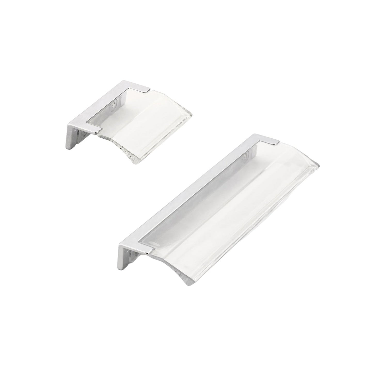 Polished Chrome "Ponce" Clear Glass Edge Drawer Pull - Euro • Knobs