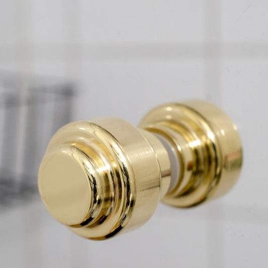 Glass Shower 1-3/16" Round Polished Brass Back to Back Door Knob - Euro • Knobs