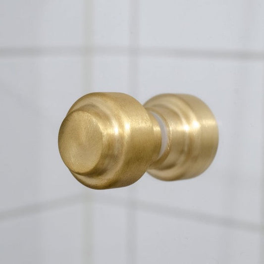 Glass Shower 1-3/16" Round Brushed Brass Back to Back Door Knob - Euro • Knobs