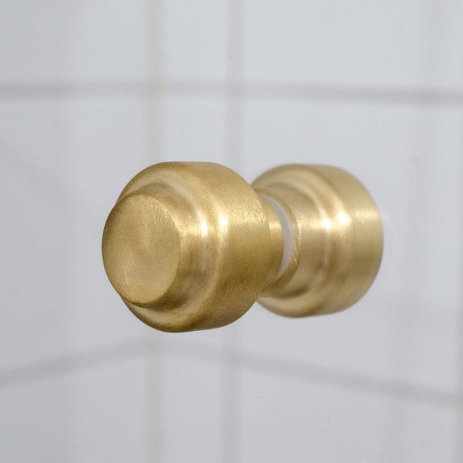Glass Shower 1-3/16" Round Brushed Brass Back to Back Door Knob - Euro • Knobs