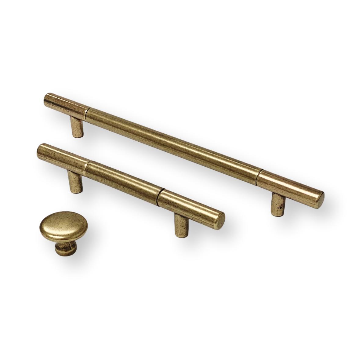 Sydney Aged Brass Cabinet Knob and Drawer Pulls - Forge Hardware Studio
