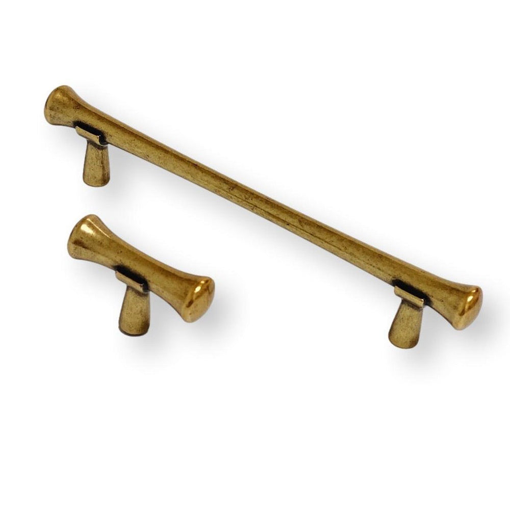 Hourglass "Tuscany" Drawer Pulls and Knobs in Antique Brass - Euro • Knobs