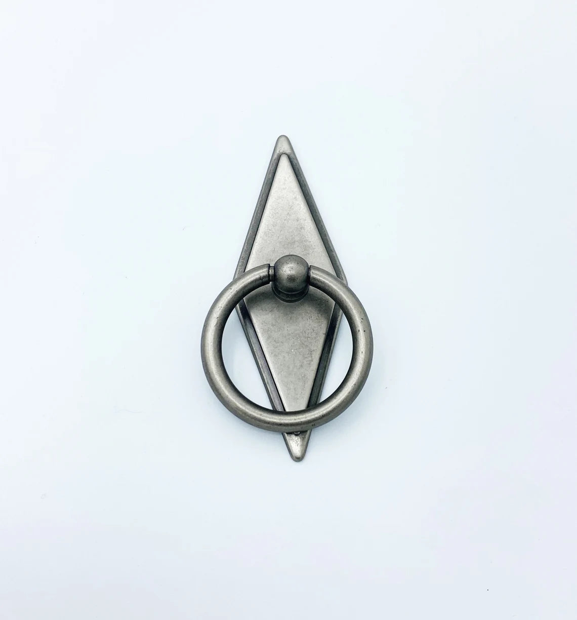 Rhombus "Ella" Antique Silver Ring Drawer Pulls with Backplate - Euro • Knobs