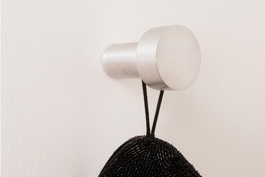 Modern "Dot" Round Wall Hook in Brushed Nickel - Euro • Knobs