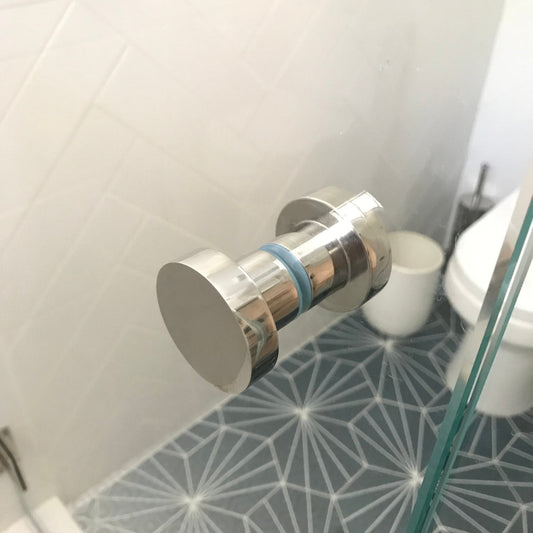 Glass Shower "Spot" Round Polished Nickel Back to Back Door Knob - Euro • Knobs