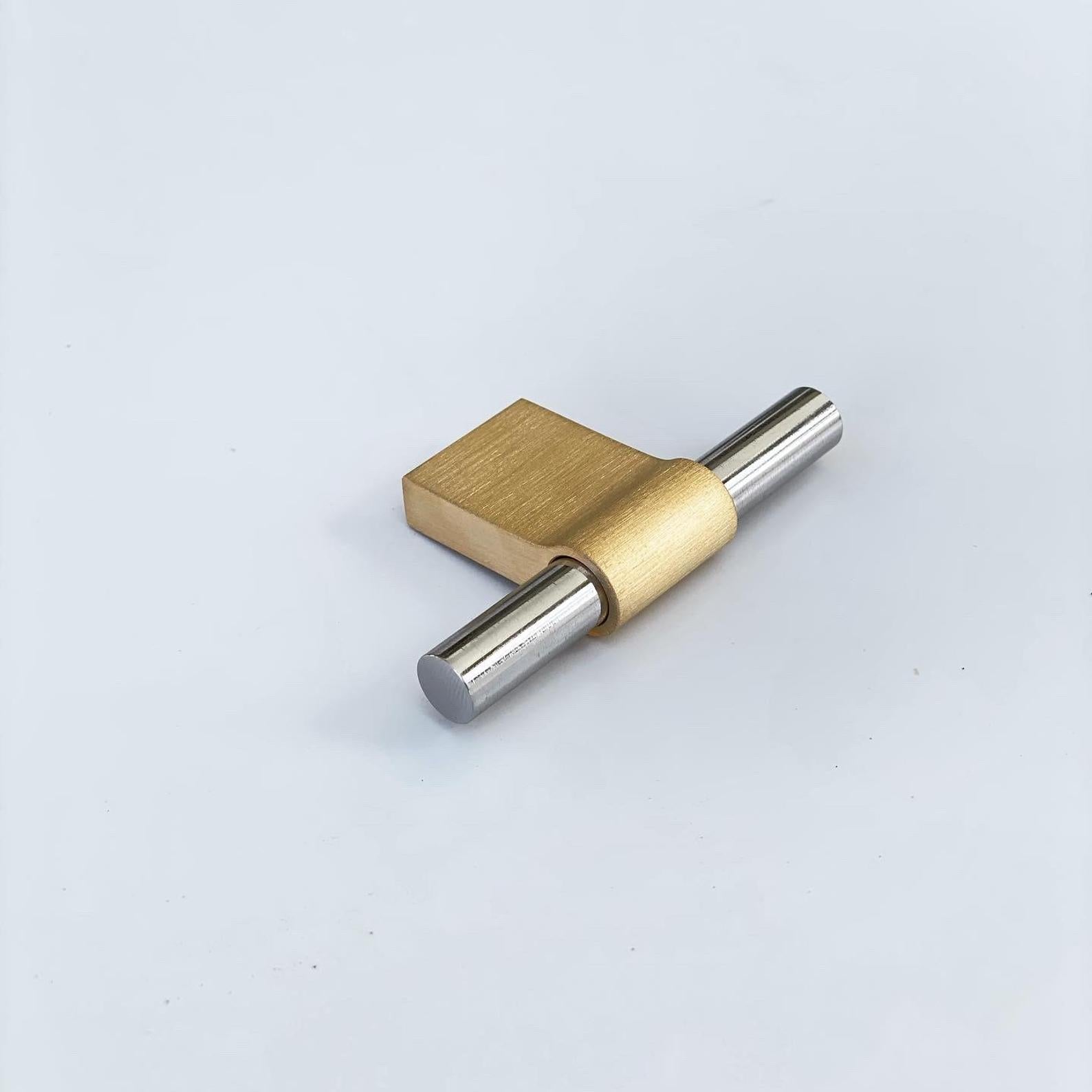 T-Bar "Line" Brushed Brass and Polished Nickel Drawer Pulls Cabinet Hardware - Euro • Knobs