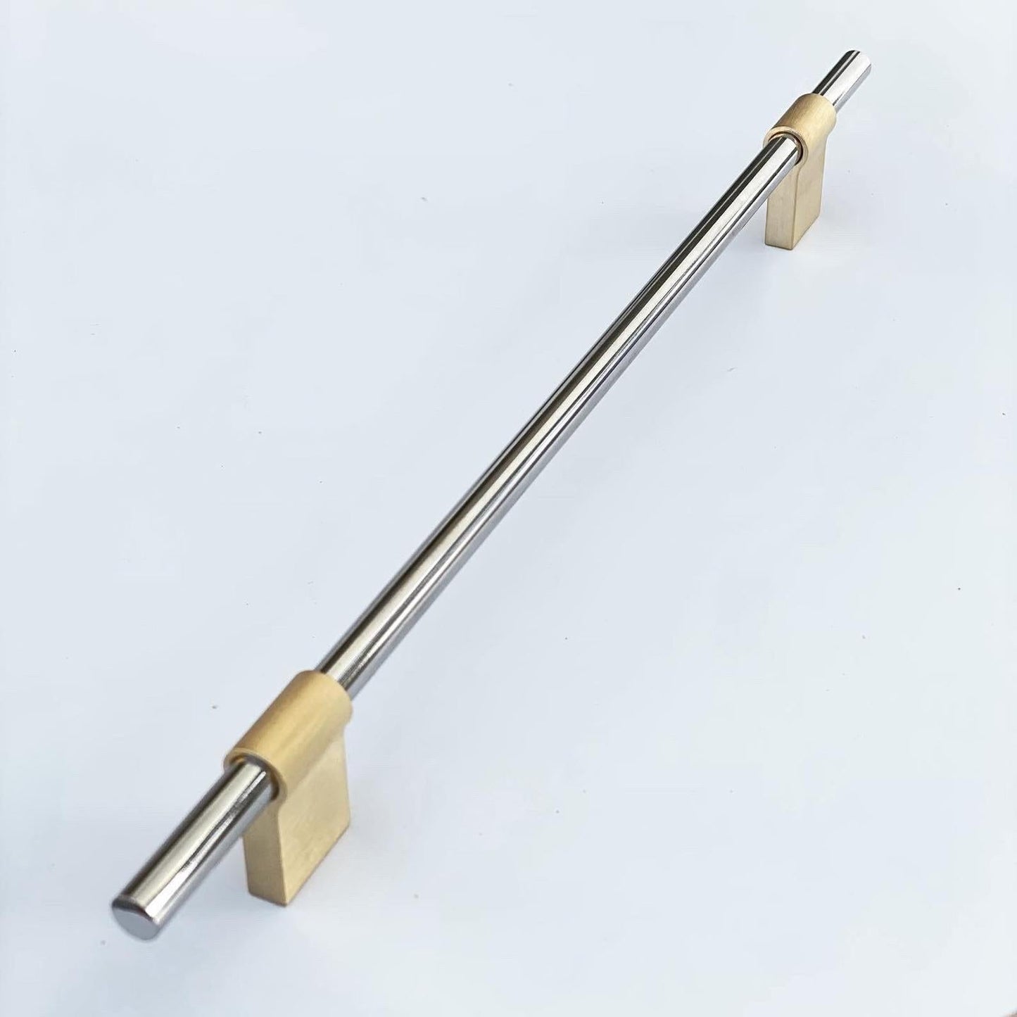 T-Bar "Line" Brushed Brass and Polished Nickel Drawer Pulls Cabinet Hardware - Euro • Knobs