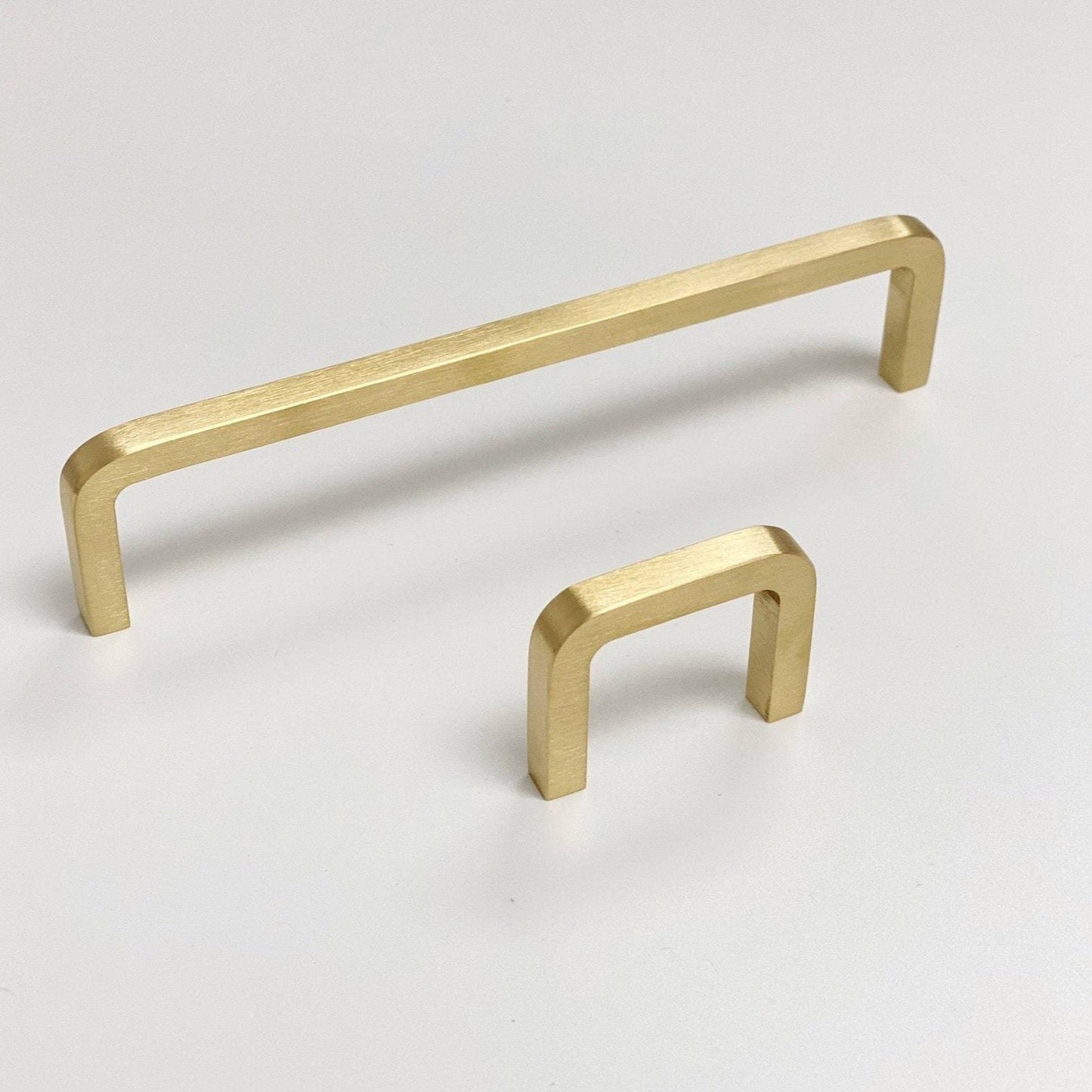 Unlacquered Brushed Brass "Lumia" Cabinet Knobs and Drawer Pulls - Euro • Knobs