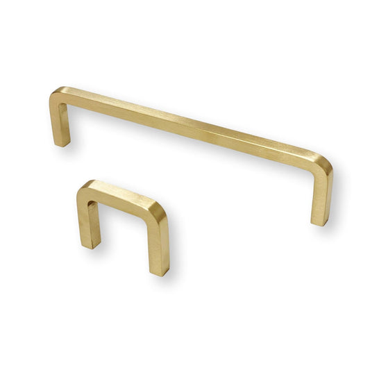Unlacquered Brushed Brass "Lumia" Cabinet Knobs and Drawer Pulls - Euro • Knobs