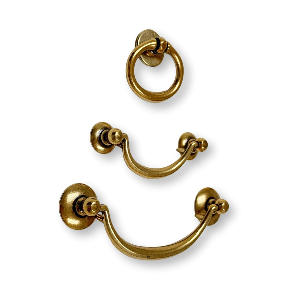 Brass Ring Pulls "Bail" Antique Brass Hardware - Euro • Knobs