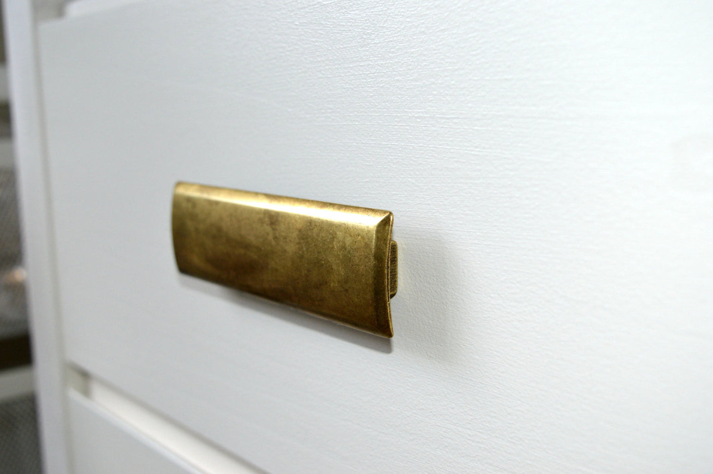 Rectangular Drawer "Roman" Pulls in Antique Brass - Brass Cabinet Hardware