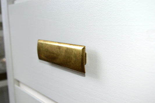 Rectangular Drawer "Roman" Pulls in Antique Brass - Brass Cabinet Hardware