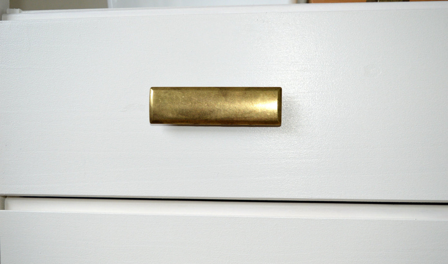 Rectangular Drawer "Roman" Pulls in Antique Brass - Brass Cabinet Hardware