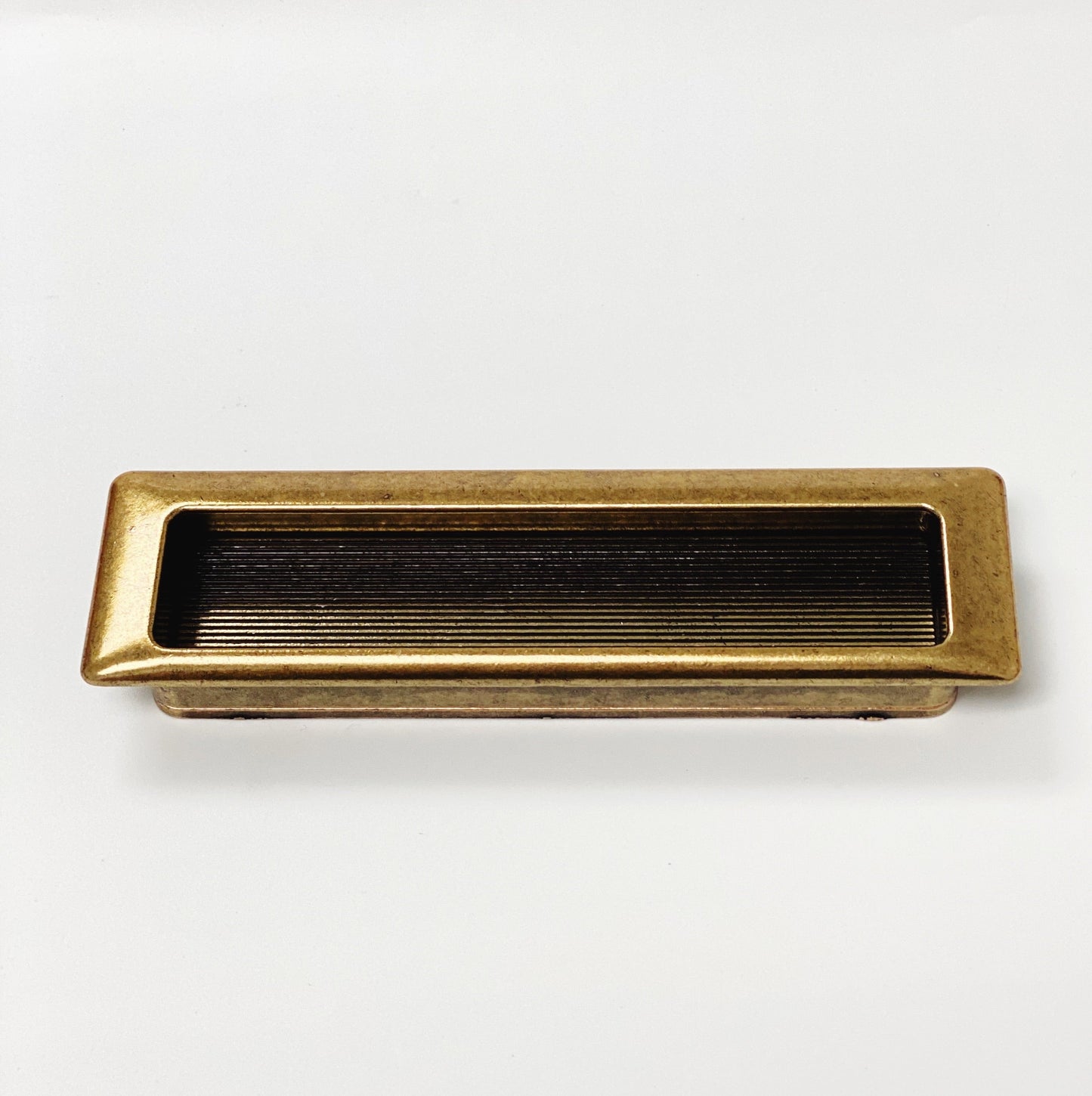 Recessed Large Antique Brass Drawer Pulls - Closet Door and Drawer Handle - Euro • Knobs