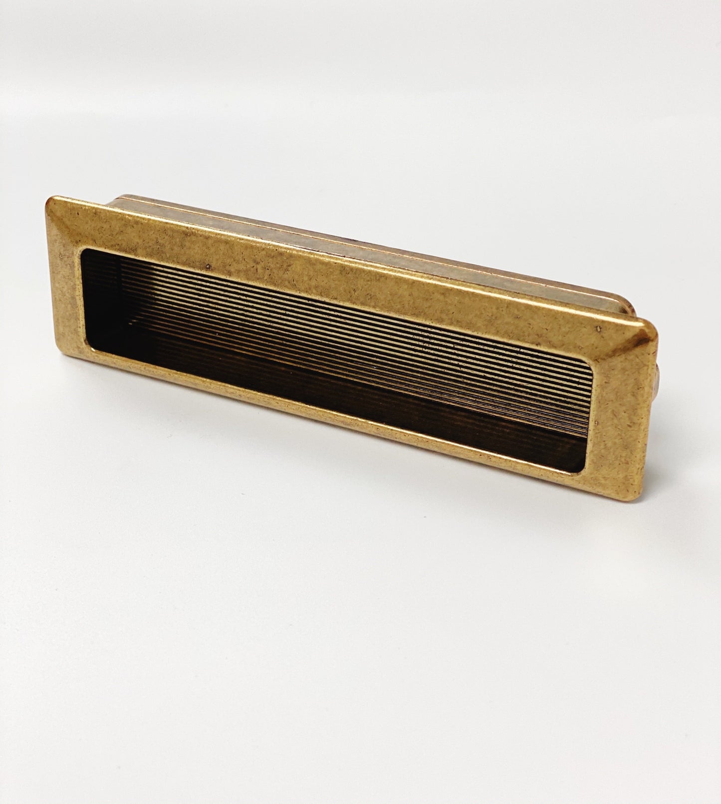 Recessed Large Antique Brass Drawer Pulls - Closet Door and Drawer Handle - Euro • Knobs