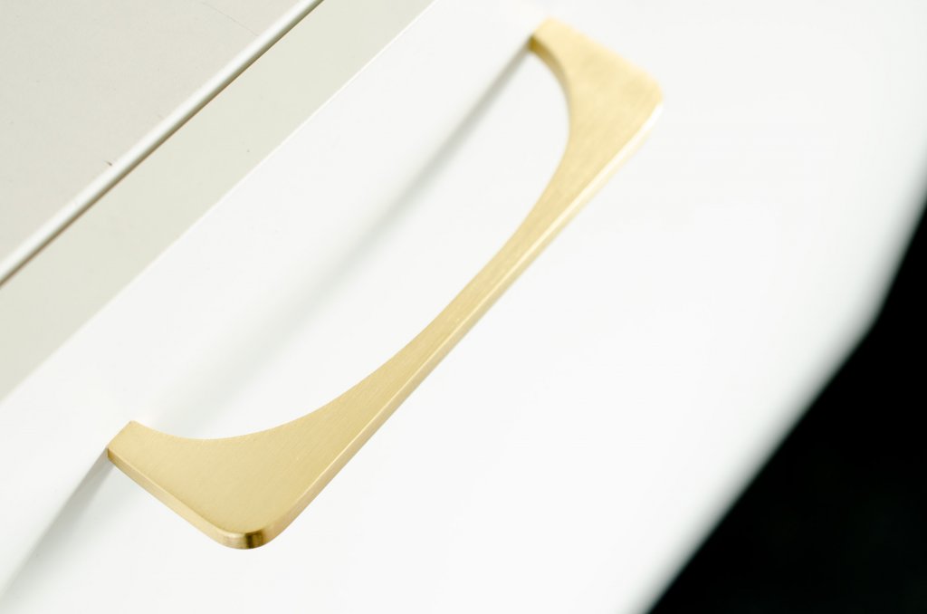 Unlacquered Brushed Brass "Echo" Cabinet Knobs and Drawer Pulls - Euro • Knobs