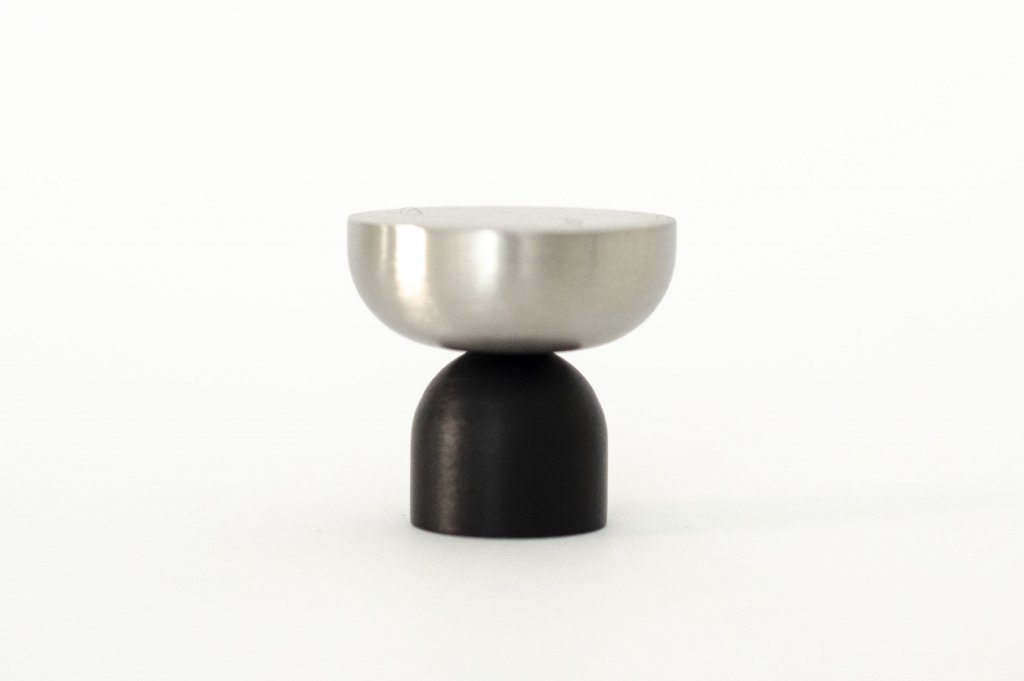 Nickel and Black "Raised Bowl" Round Cabinet Knob and Hook - Euro • Knobs