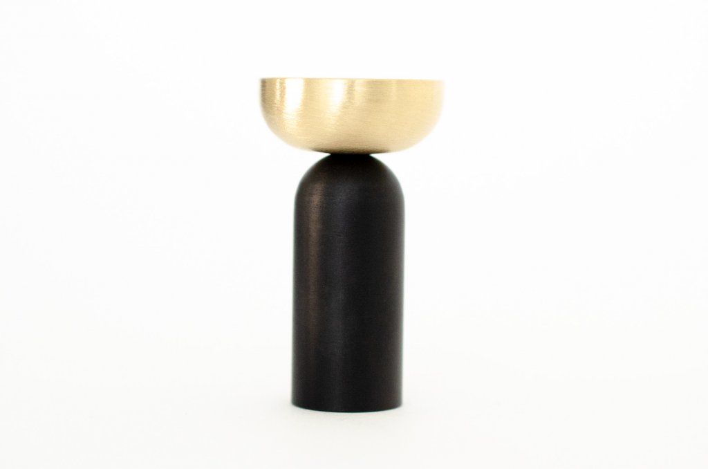Brass and Black "Pedestal Bowl" Round Wall Hook - Euro • Knobs