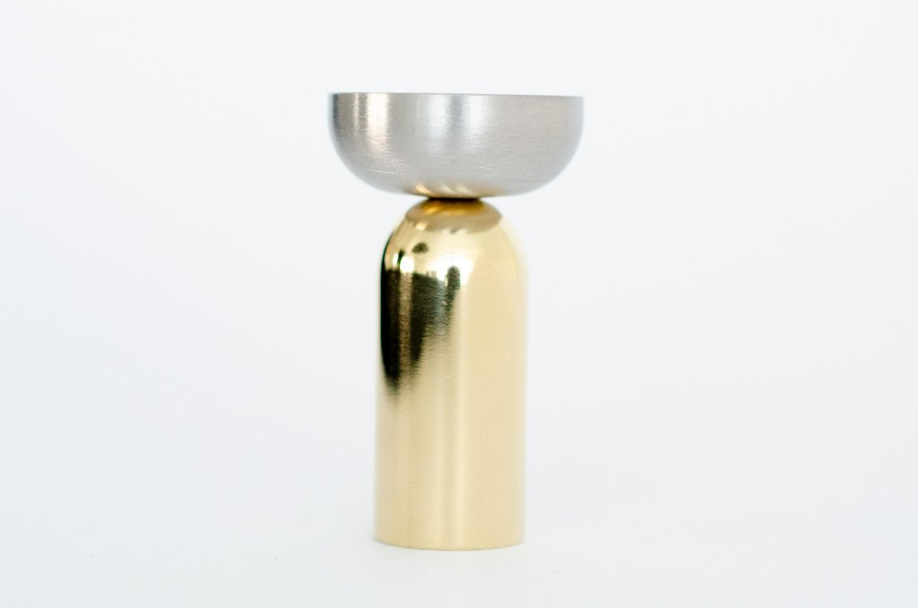 Brass and Nickel "Pedestal Bowl" Round Wall Hook - Euro • Knobs