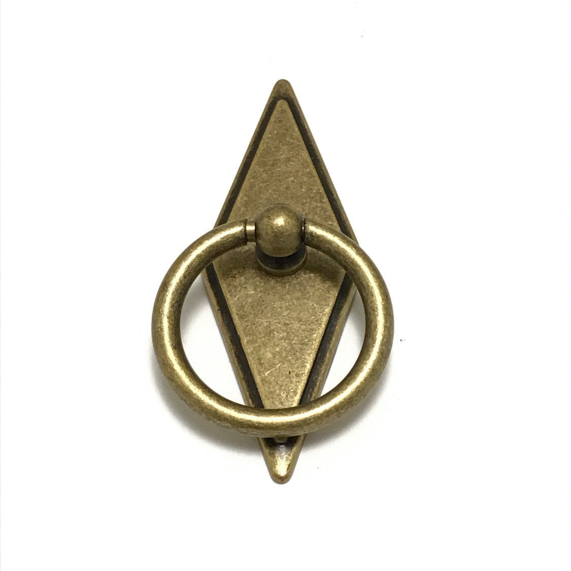 Rhombus "Ella" Antique Bronze Ring Drawer Pulls with Backplate - Euro • Knobs