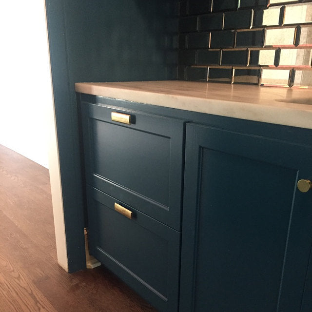 Rectangular Drawer "Roman" Pulls in Antique Brass - Brass Cabinet Hardware