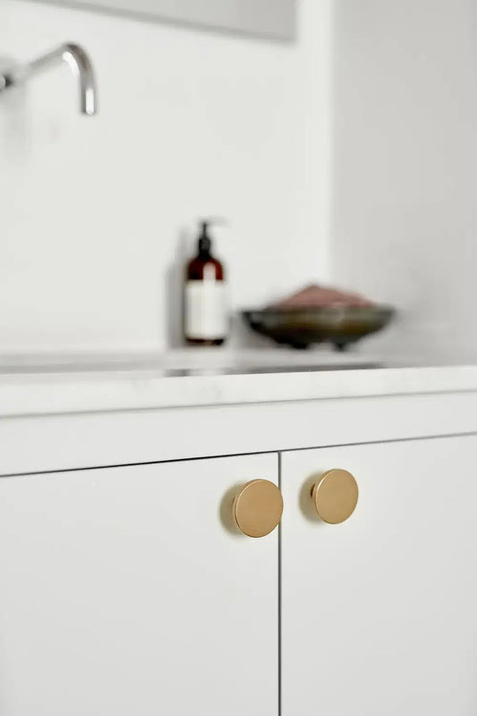 Brushed Bronze "Plato" Round Flat Cabinet Knob