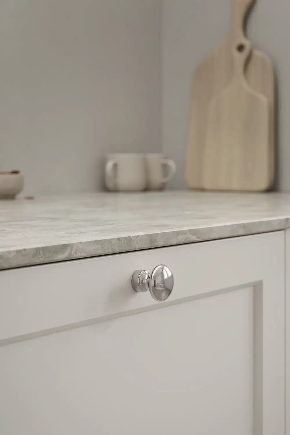 Polished Nickel "Baron" Cup Pull and Knobs - Euro • Knobs