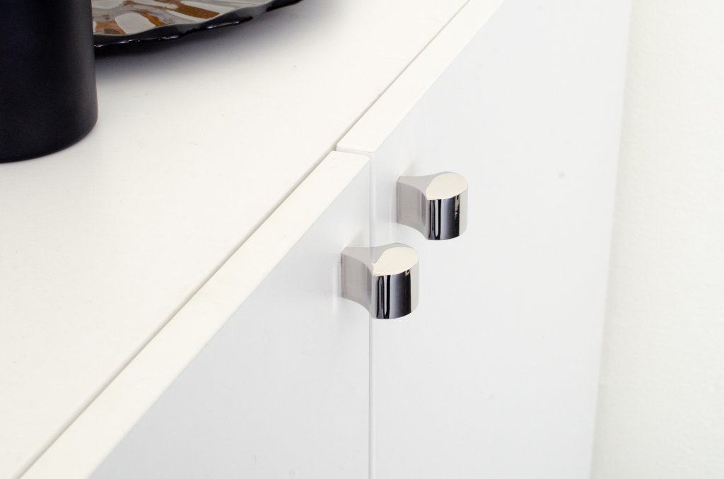 Polished Stainless Steel "Bend" Cabinet Knob - Euro • Knobs